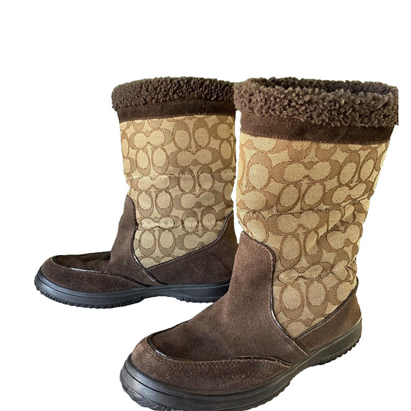 Coach Boots Womens Size 6.5 Sherman Chestnut Brown Mid Calf Winter Snow Shoes - Picture 3 of 13